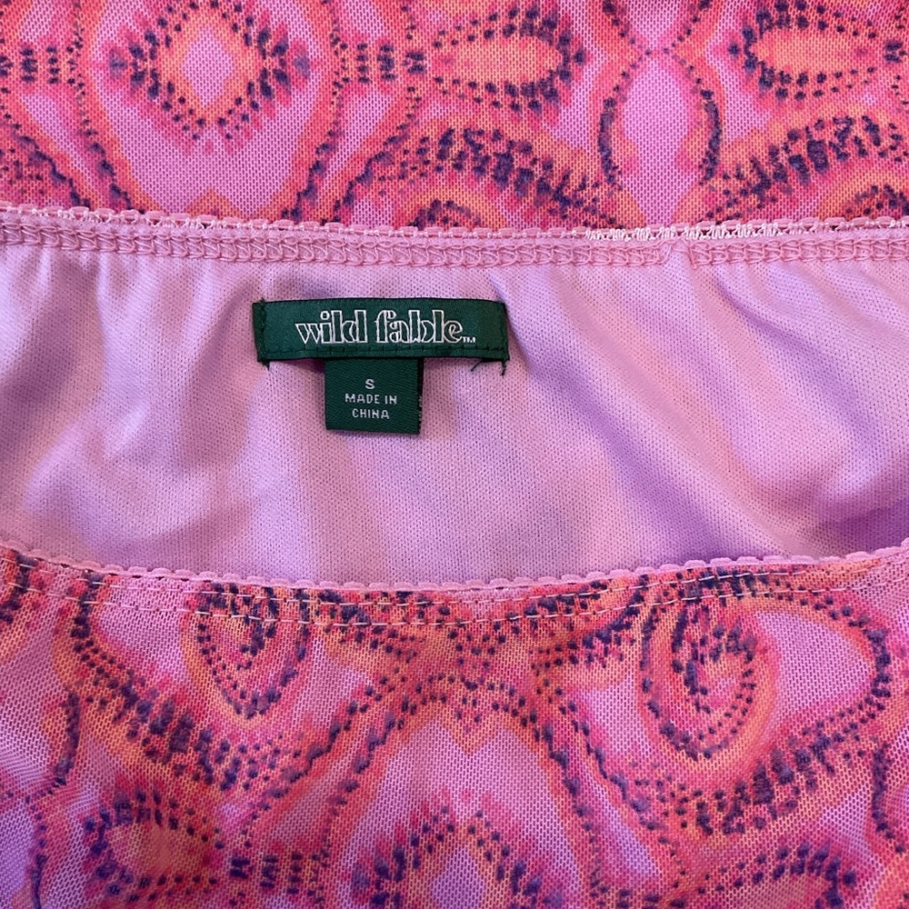 Wild Fable S Pink Mesh Mini Skirt Asymmetrical Hem Lined Y2K NWT - Picture 3 of 4